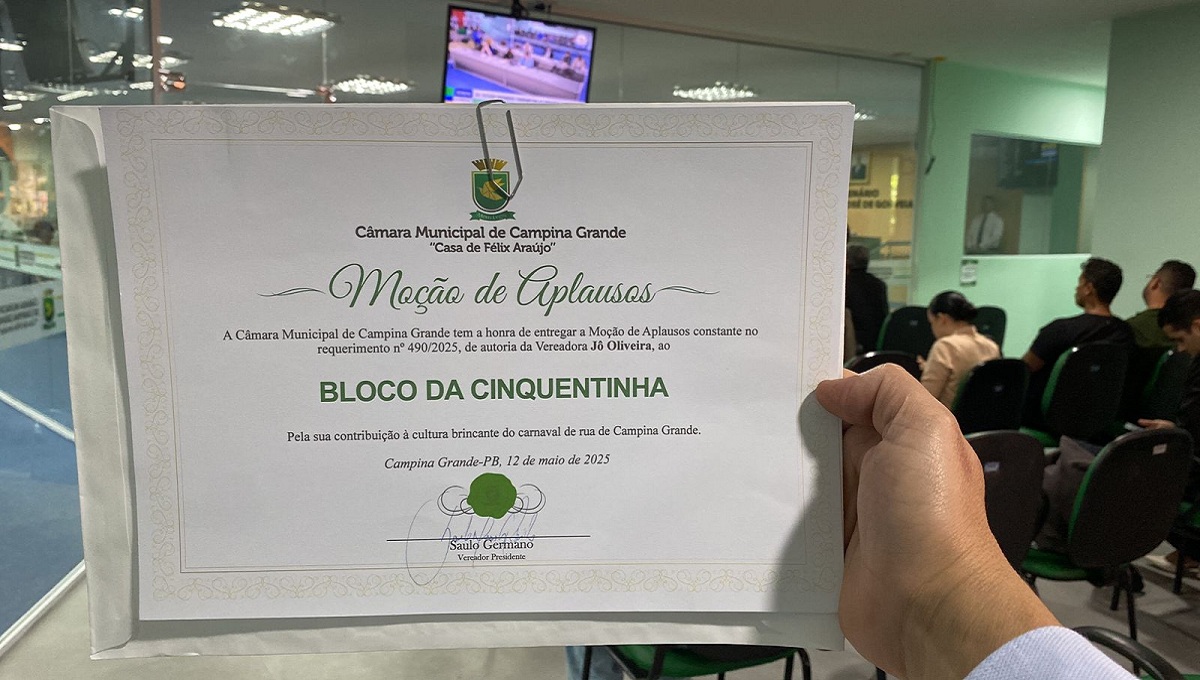 Bloco da Cinquentinha recebe moção de aplauso na Câmara Municipal de Campina
